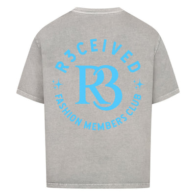 R3ceived Oversized Monogram T Shirt- Sky Blue logo fashion Members club Collection