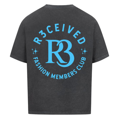 R3ceived Oversized Monogram T Shirt- Sky Blue logo fashion Members club Collection