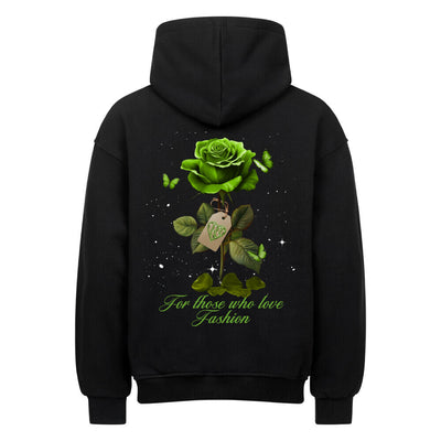 Beauty & the Rose Hoodie – R3CEIVED Green rose White diamons stars edition