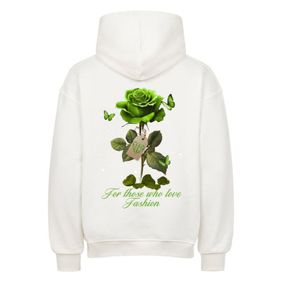 Beauty & the Rose Hoodie – R3CEIVED Green rose White diamons stars edition