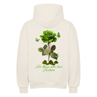 Beauty & the Rose Hoodie – R3CEIVED Green rose White diamons stars edition