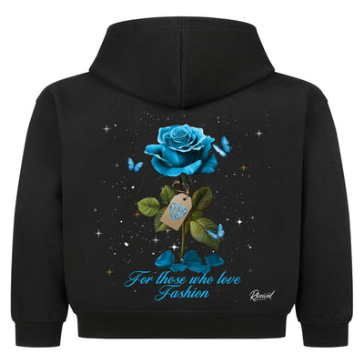 R3CEIVED Kids Hoodie – Beauty & the Rose Blue Night Edition 💙🌹✨