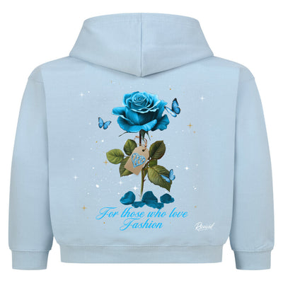 R3CEIVED Kids Hoodie – Beauty & the Rose Blue Night Edition 💙🌹✨