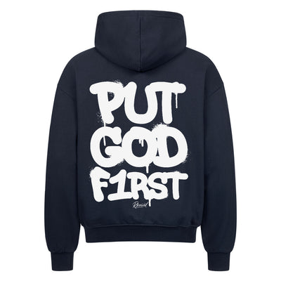PUT GOD FIRST – Oversized Faithwear Zipper Hoodie by R3CEIVED ✨ Psalm 37:4