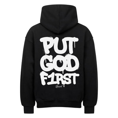 PUT GOD FIRST – Oversized Faithwear Signature Hoodie by R3CEIVED ✨ Psalm 37:4