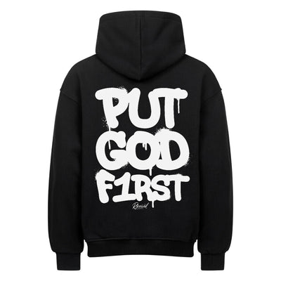 PUT GOD FIRST – Oversized Faithwear Signature Hoodie by R3CEIVED ✨ Psalm 37:4