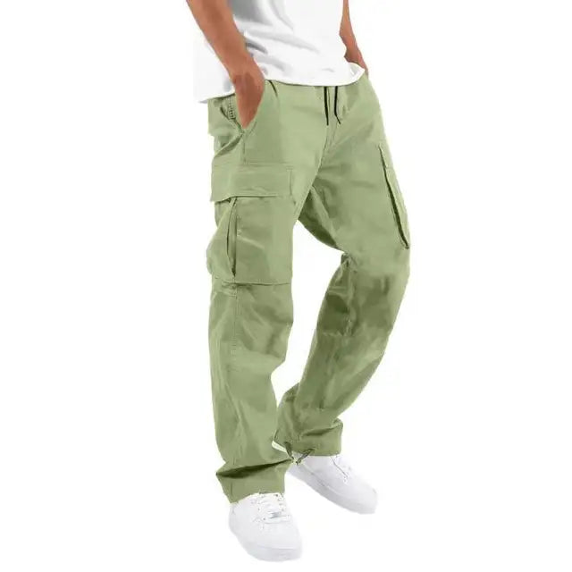 New R3 straight casual workwear pants with drawstring and multiple pockets for casual wear - R3ceived
