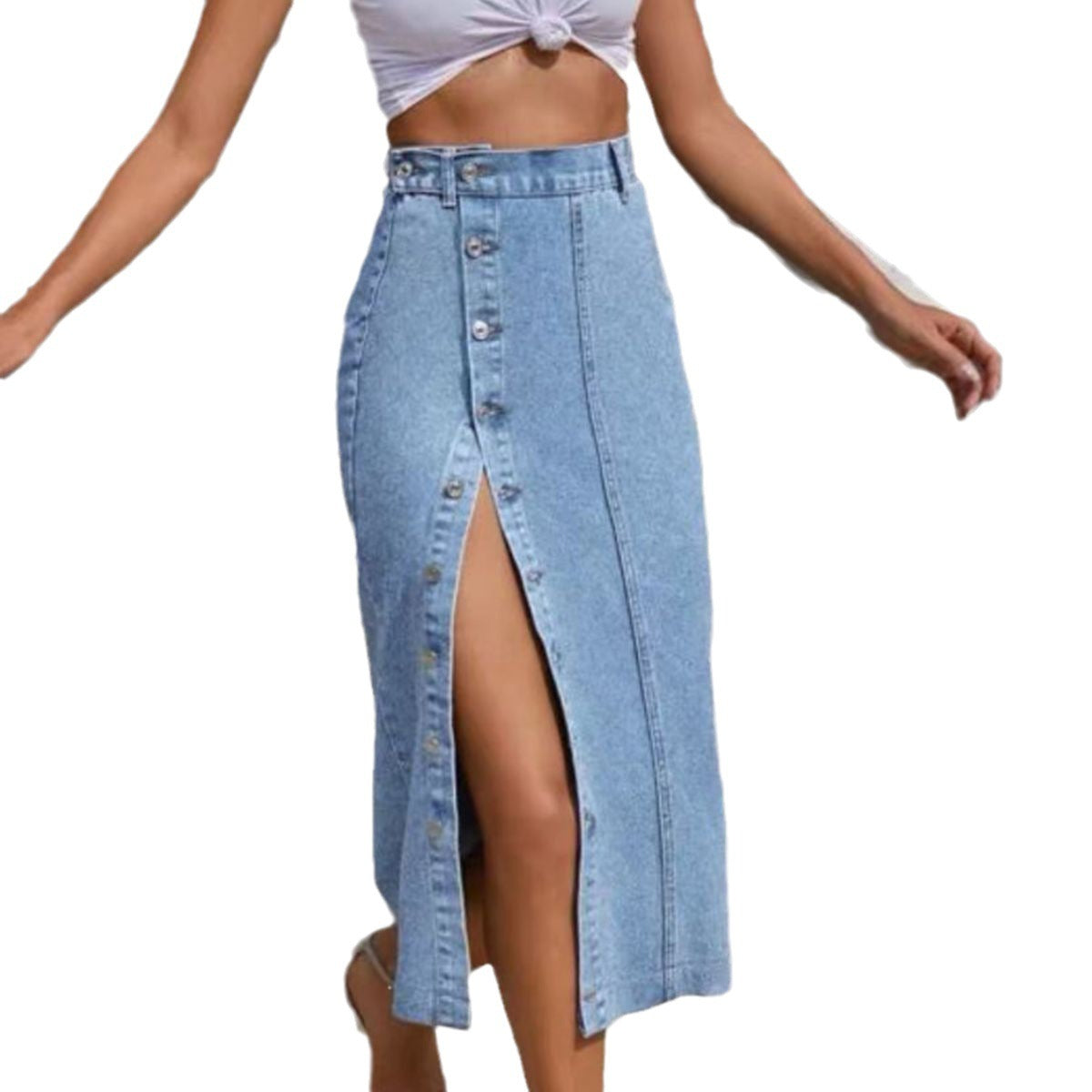 R3 Summer  Women's Button high waist Denim Skirt R3ceived - R3ceived
