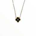 R3CEIVED Klavertje Vier Diamanten Ketting – Zwarte Editie