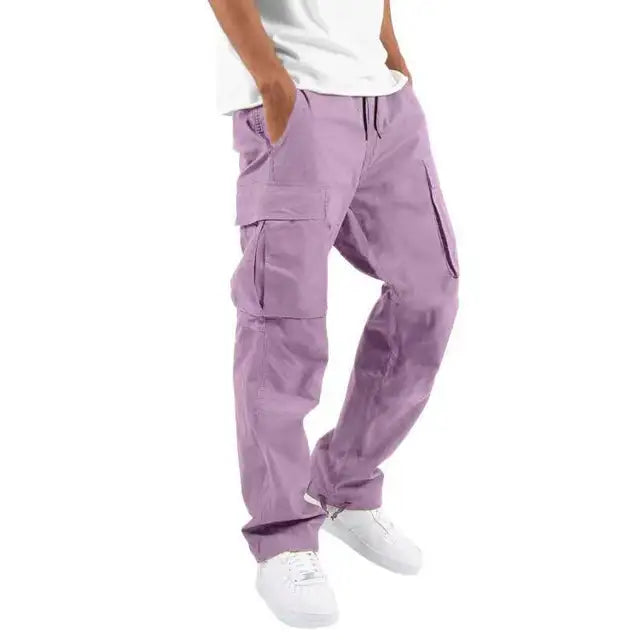 New R3 straight casual workwear pants with drawstring and multiple pockets for casual wear - R3ceived