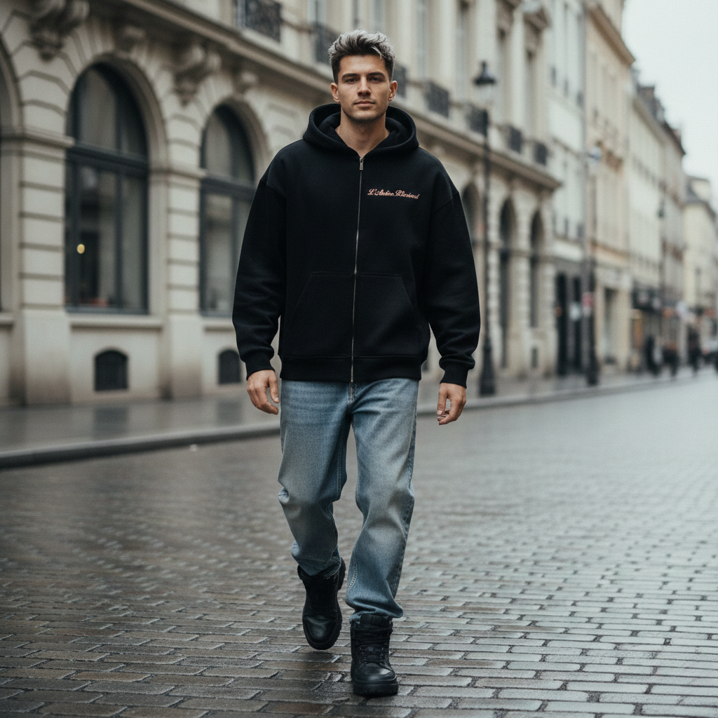 L’Atelier R3CEIVED Paris Oversized Zipper Hoodie Roségoud
