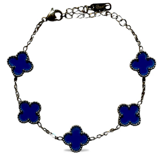 R3CEIVED 1-Clover Bracelet – Silver Blue Edition (Stainless Steel)