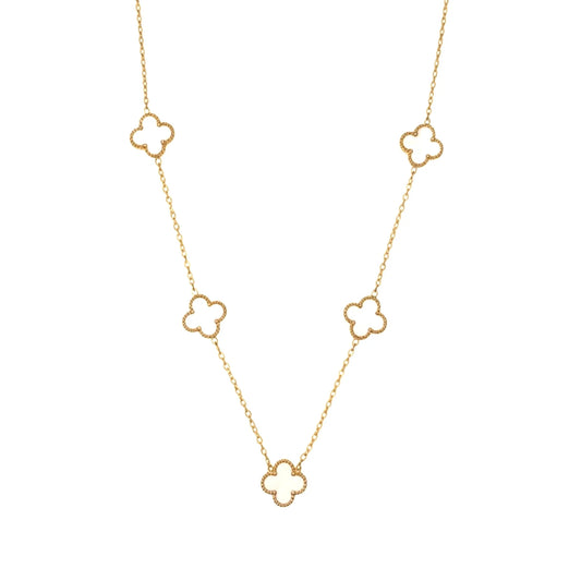 R3CEIVED 5-Clover Necklace – White Edition