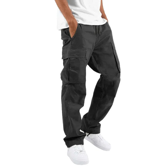 New R3 straight casual workwear pants with drawstring and multiple pockets for casual wear - R3ceived