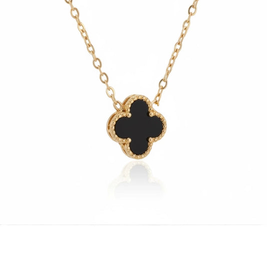 R3CEIVED Clover Necklace – Black Edition (Gold-Plated)