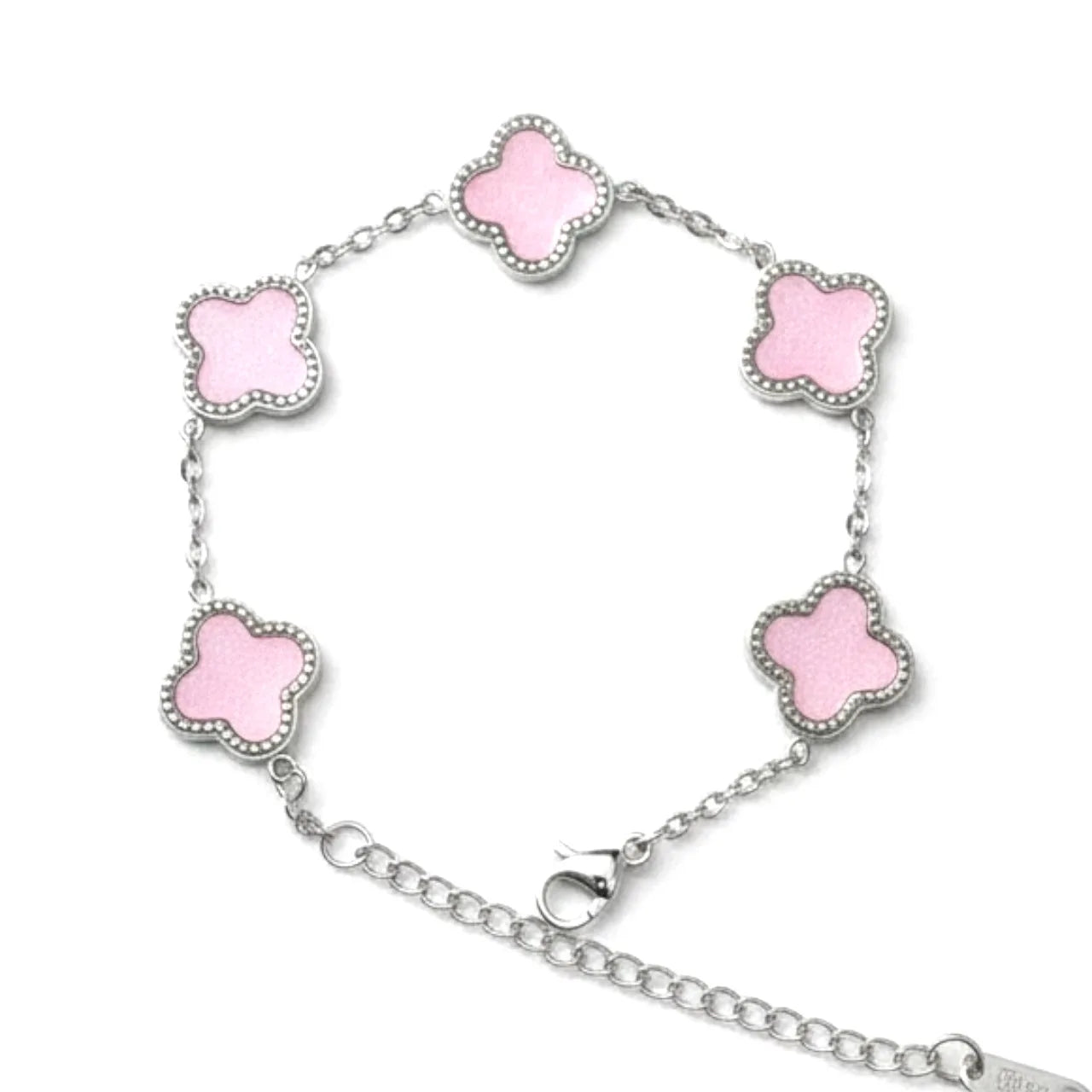R3CEIVED lucky Clover Bracelet – Silver Pink Edition