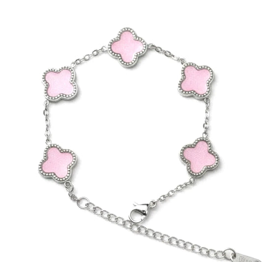 R3CEIVED 5-Clover Bracelet – Silver Pink Edition