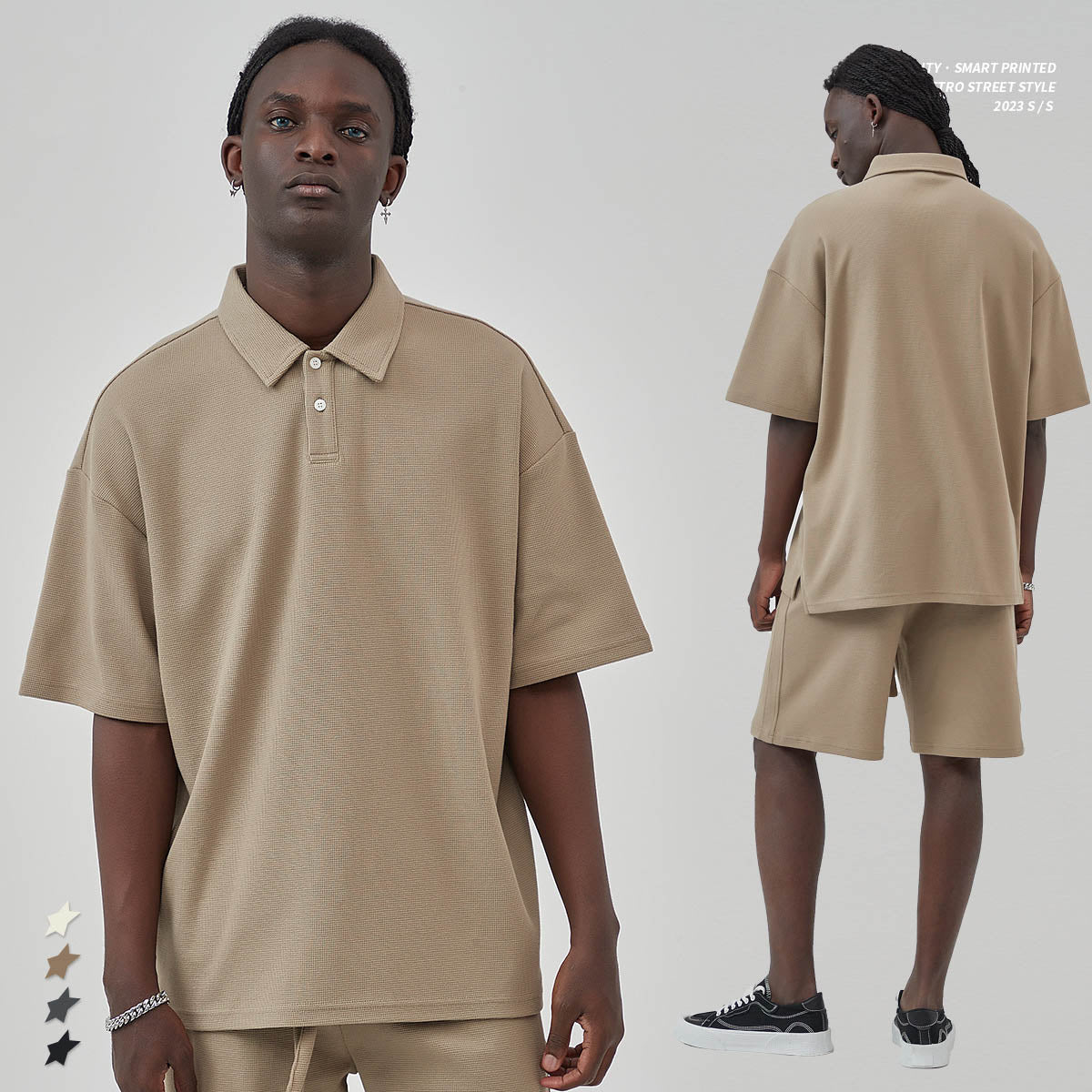 R3ceived Mens Womens  Polo Split Loose Short Sleeve T Shirt oversized - R3ceived