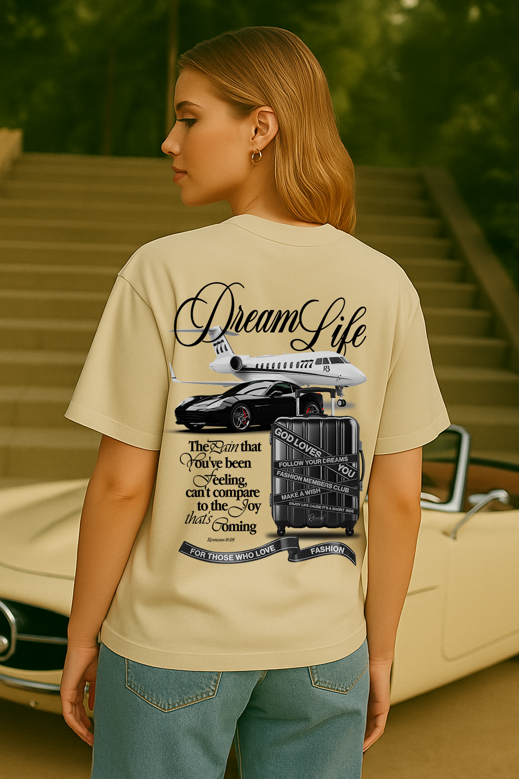 Dream Life Oversized T-Shirt – Faith Streetwear by R3CEIVED | Romans 8:18 Bible Verse