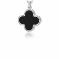 R3CEIVED lucky double sided Clover Necklace – Black White Silver Edition