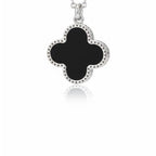 R3CEIVED lucky double sided Clover Necklace – Black White Silver Edition