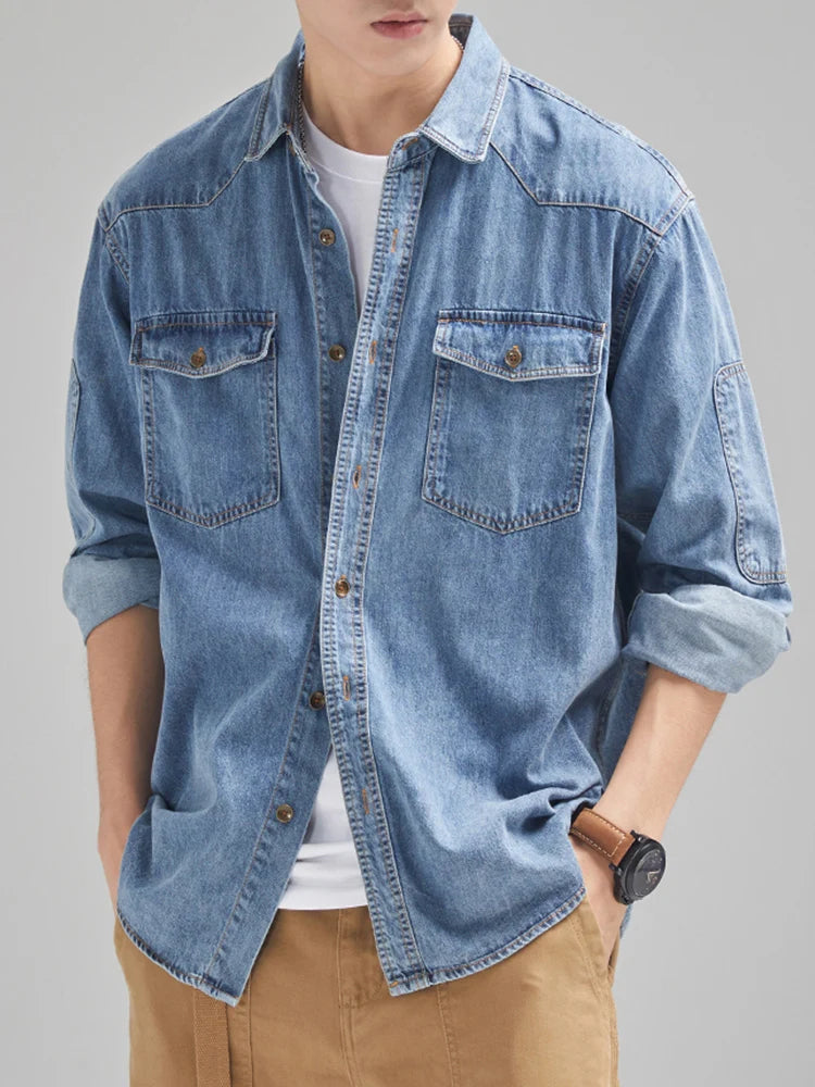 R3 Denim Cotton Men's Shirt Long Sleeve R3ceived - R3ceived