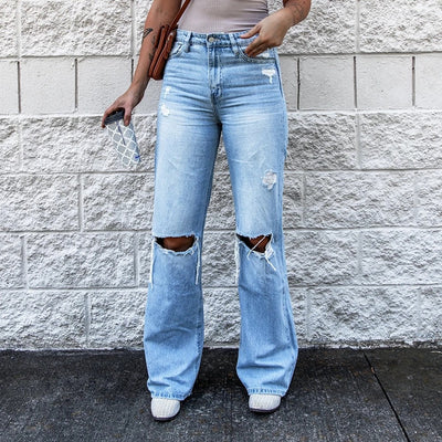 R3CEIVED “Blue Rebellion” Slashed Knee Jeans