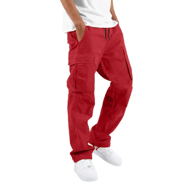 New R3 straight casual workwear pants with drawstring and multiple pockets for casual wear - R3ceived