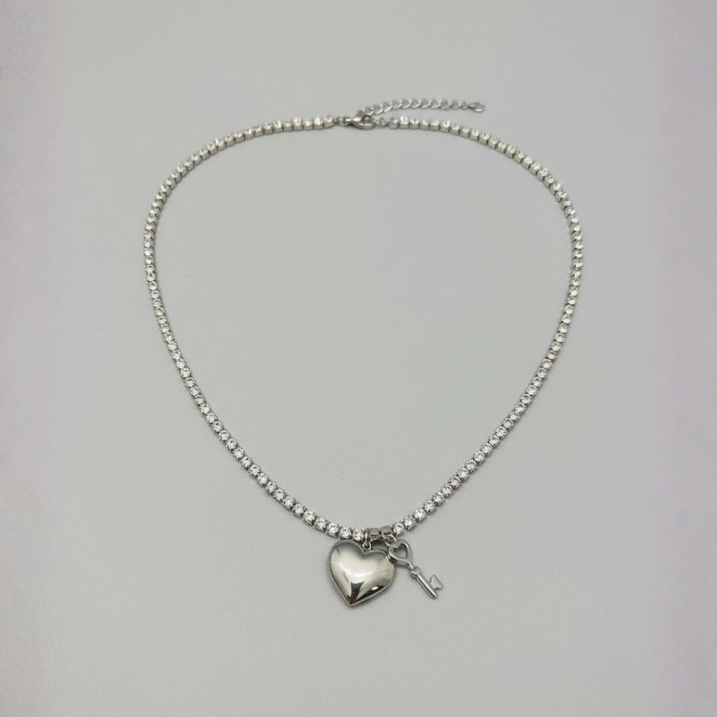 Key to My Heart Necklace (Silver) 🗝️❤️