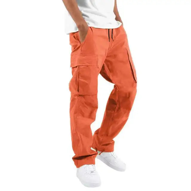 New R3 straight casual workwear pants with drawstring and multiple pockets for casual wear - R3ceived