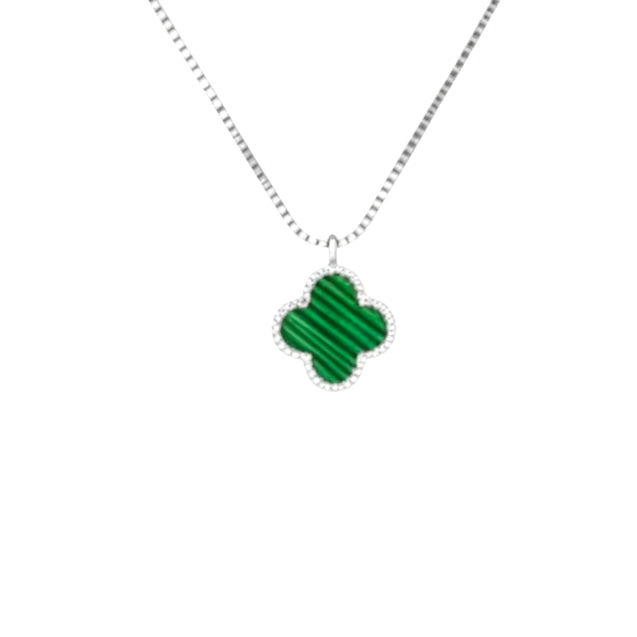 R3CEIVED lucky Clover Necklace – Green Silver Edition.