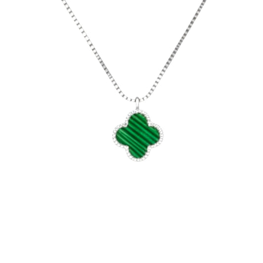 R3CEIVED Clover Necklace – Green Silver Edition