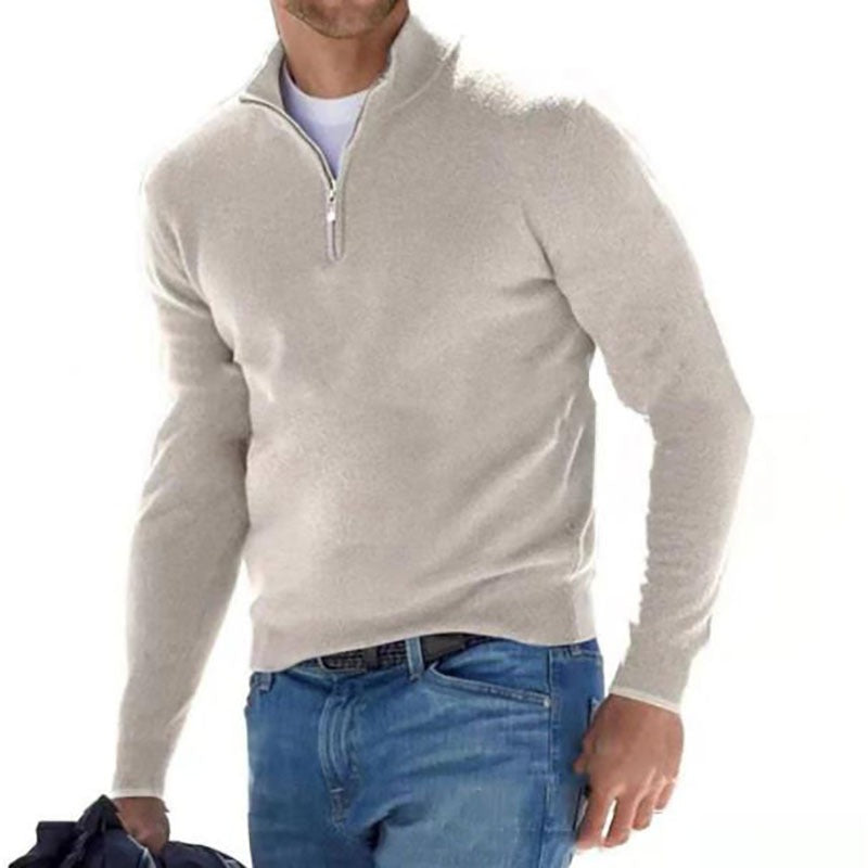 R3ceived casual long sleeved V-neck wool zipper men's - R3ceived