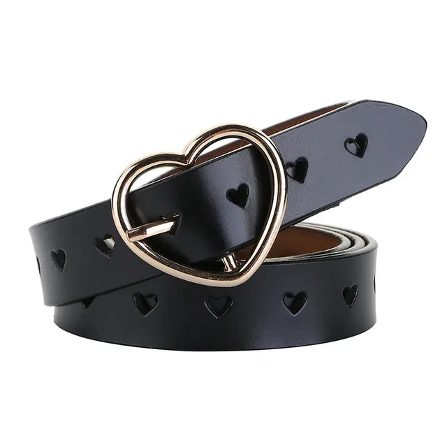 NEW! R3ceived Women's Genuine Leather Heart Buckle Belt - R3ceived