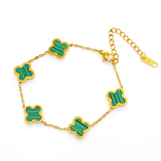 R3CEIVED 5-Clover Bracelet – Green Edition (18K Gold Plated)