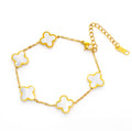 R3CEIVED Lucky Klaver Armband – Goud Witte Editie (18K Verguld)