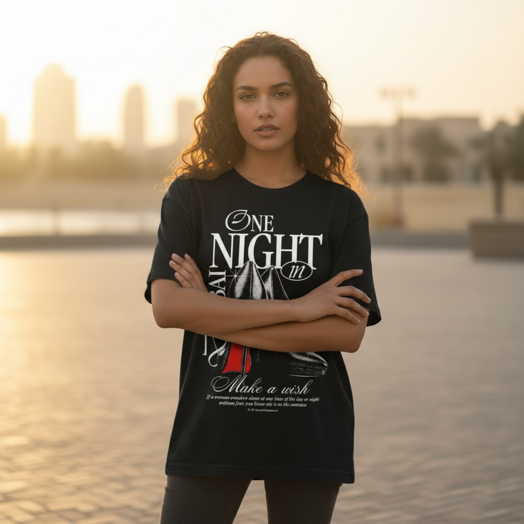 One Night in Dubai – Oversized Tee by R3CEIVED  Make a wish front edition.