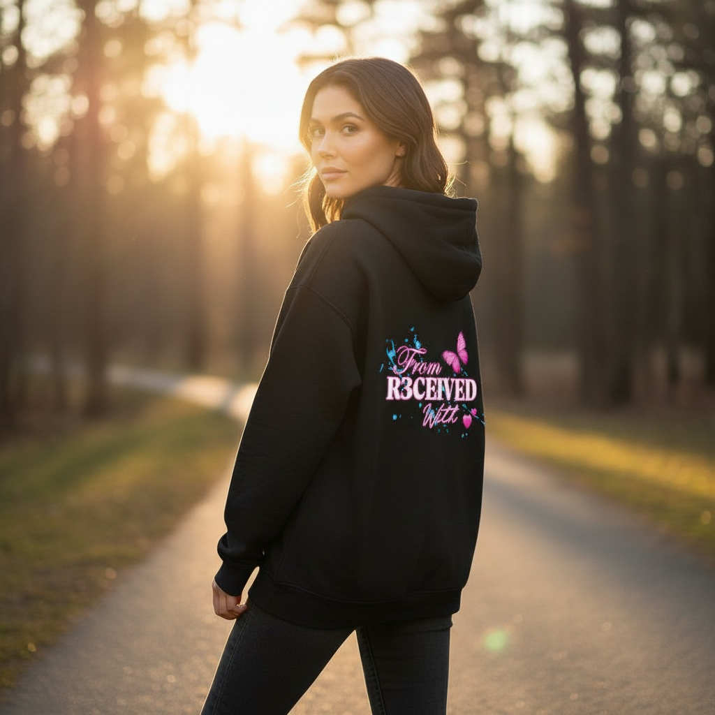 From R3CEIVED With Love 💕 – Sky Blue & Pink Hearts Hoodie