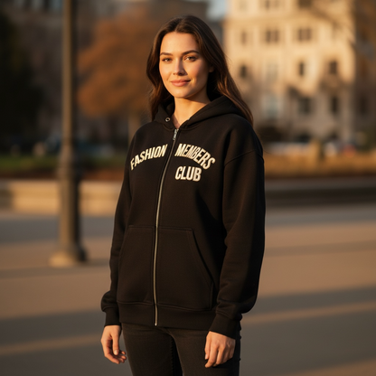 The Fashion Members Club Zipper Hoodie (Oversized) by R3CEIVED  (Limited)Price, Gold white