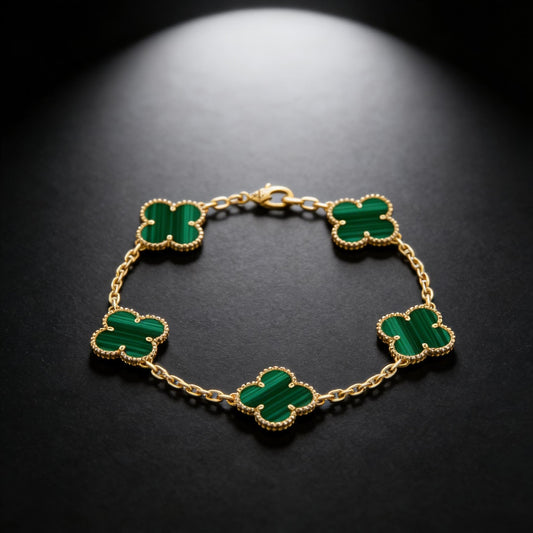R3CEIVED 1-Clover Bracelet – Gold Green Edition (18K Gold Plated)