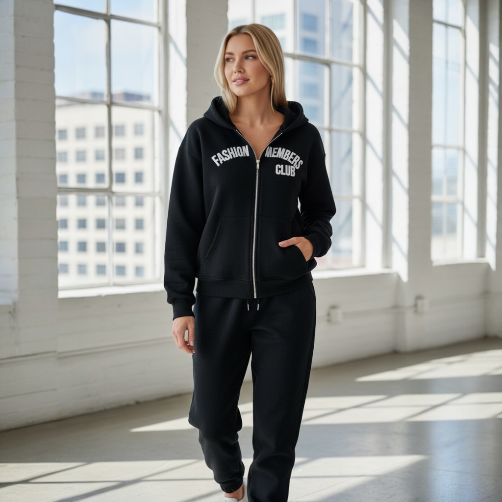 De Fashion Members Club Zipper Hoodie (Oversized)