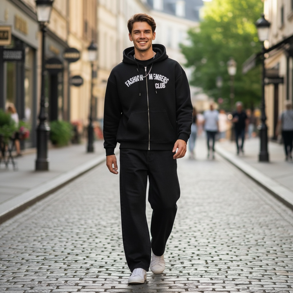 R3CEIVED Fashion Members Club – Silver/White Signature Combo Set (Hoodie, Sweatpants & Cap)