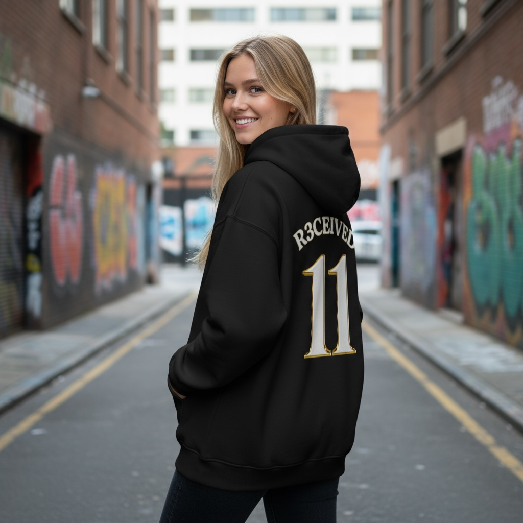 R3CEIVED No.11 Oversized  Yersey  hoodie