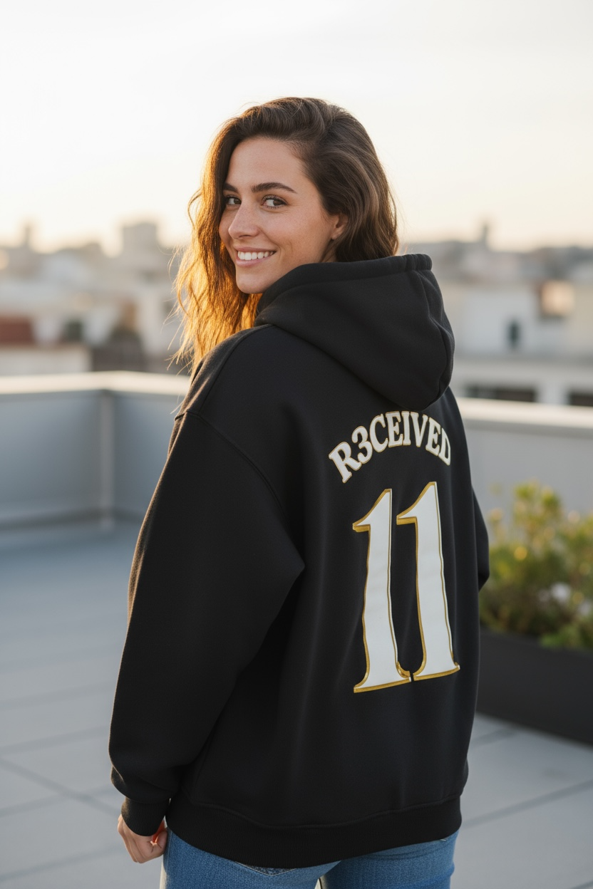 R3CEIVED No.11 Oversized  Yersey  hoodie