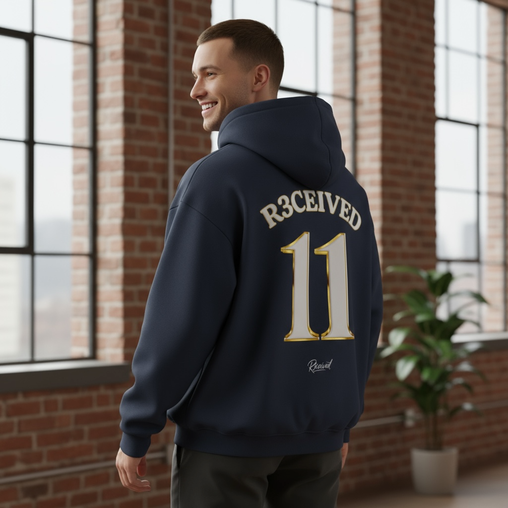 R3CEIVED Oversized Zipper Hoodie – No.11 Edition | Fashion Members Club signature