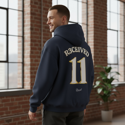R3CEIVED Oversized Zipper Hoodie – No.11 Edition | Fashion Members Club signature