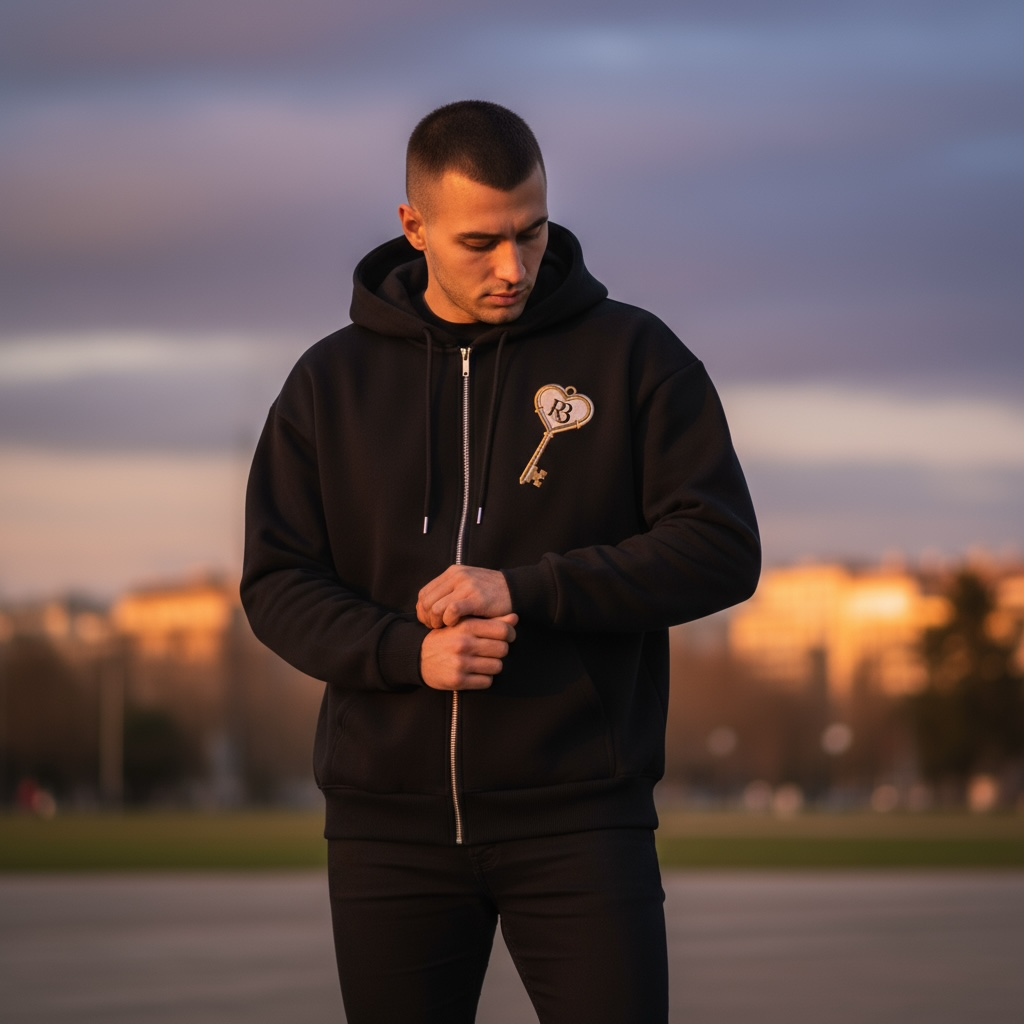 ✨🔑 Key to My Heart – Night Edition zip Hoodie 🌙✨ | R3CEIVED