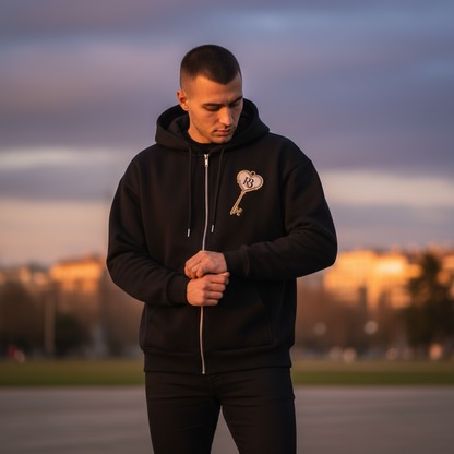 ✨🔑 Key to My Heart – Night Edition zip Hoodie 🌙✨ | R3CEIVED