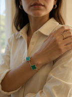 R3CEIVED lucky Clover Bracelet – Silver Green Edition (Stainless Steel)