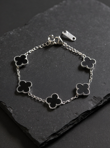 R3CEIVED 1-Clover Bracelet – Silver Black Edition (Stainless Steel)